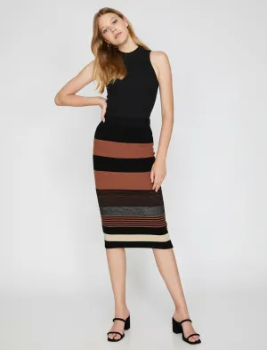 12049 Brown Midi Skirt