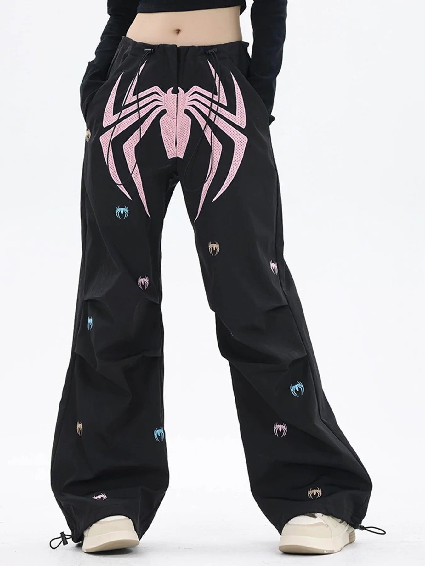 1984 Embroidered Spider Straight Leg Wide Leg Pants - 1745