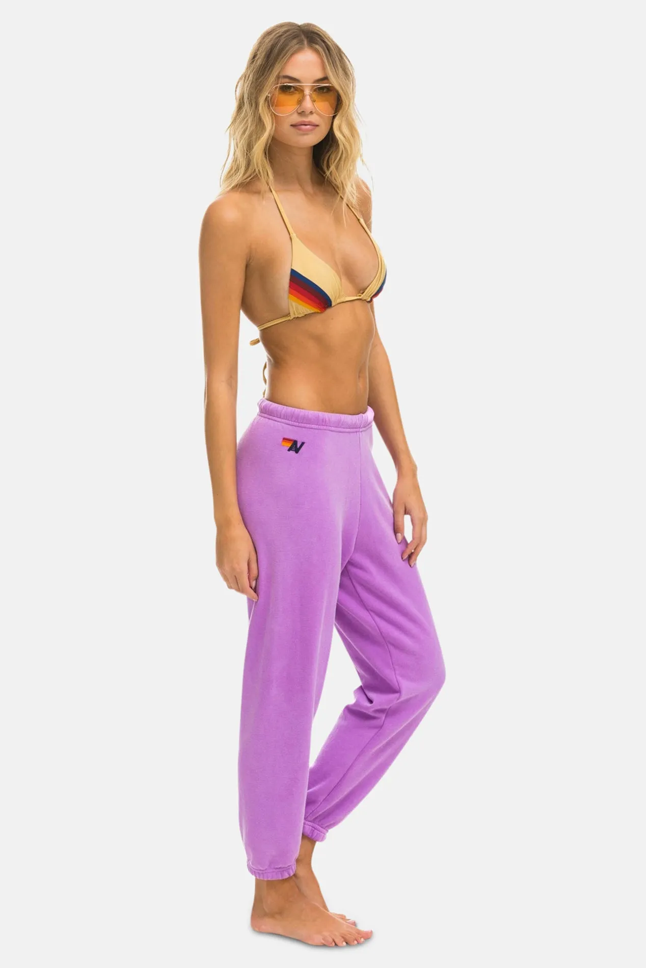 5 Stripe Sweatpants Neon Purple