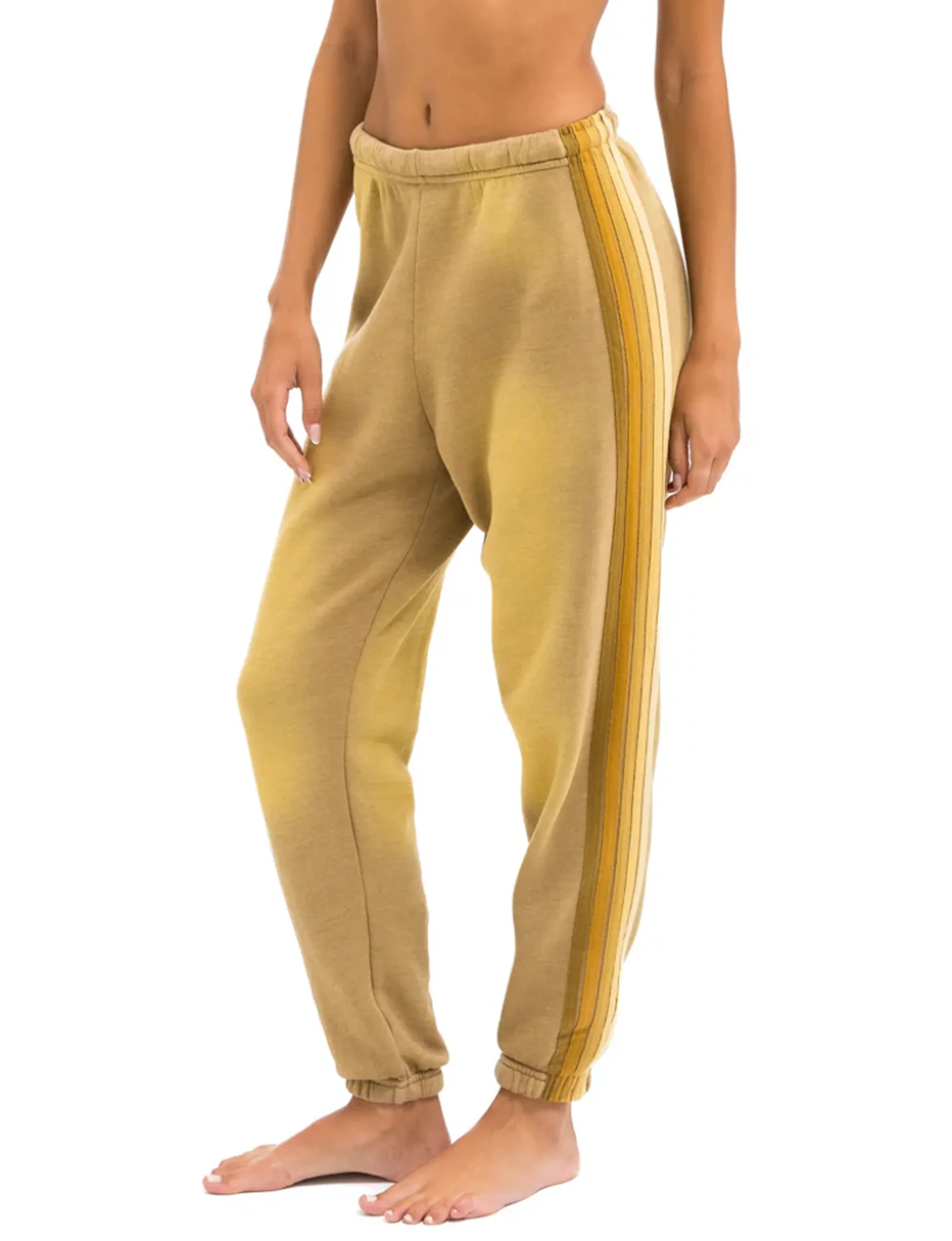 5 Stripe Women's Sweatpants, Faded Tan