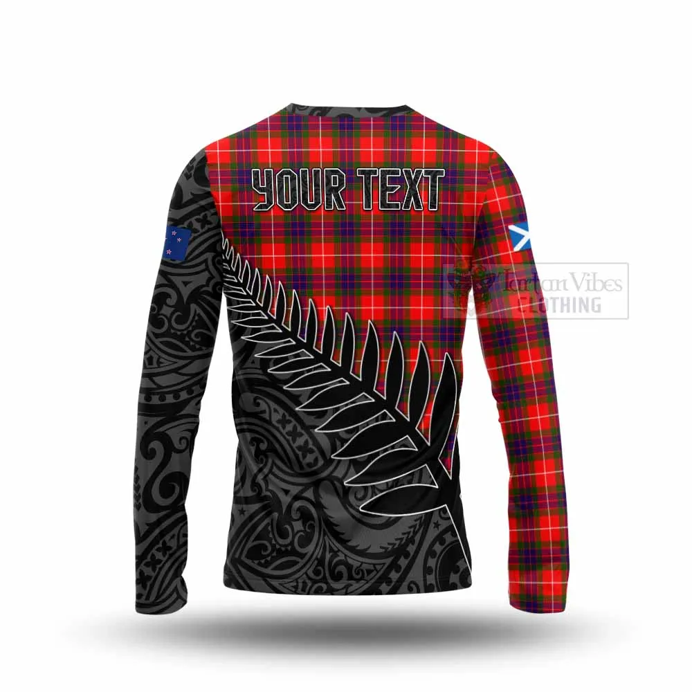 Abernethy Crest Tartan Long Sleeve T-Shirt with New Zealand Silver Fern Half Style