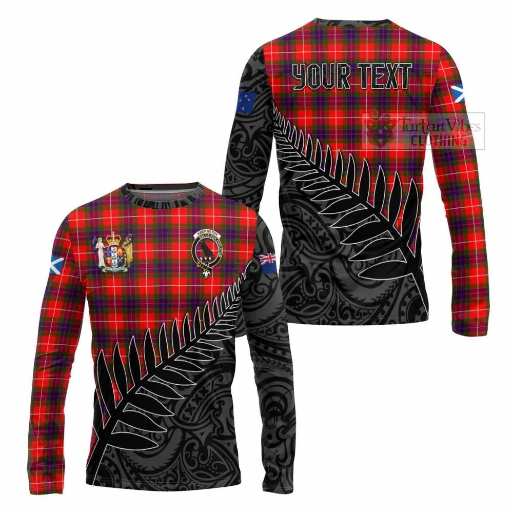 Abernethy Crest Tartan Long Sleeve T-Shirt with New Zealand Silver Fern Half Style