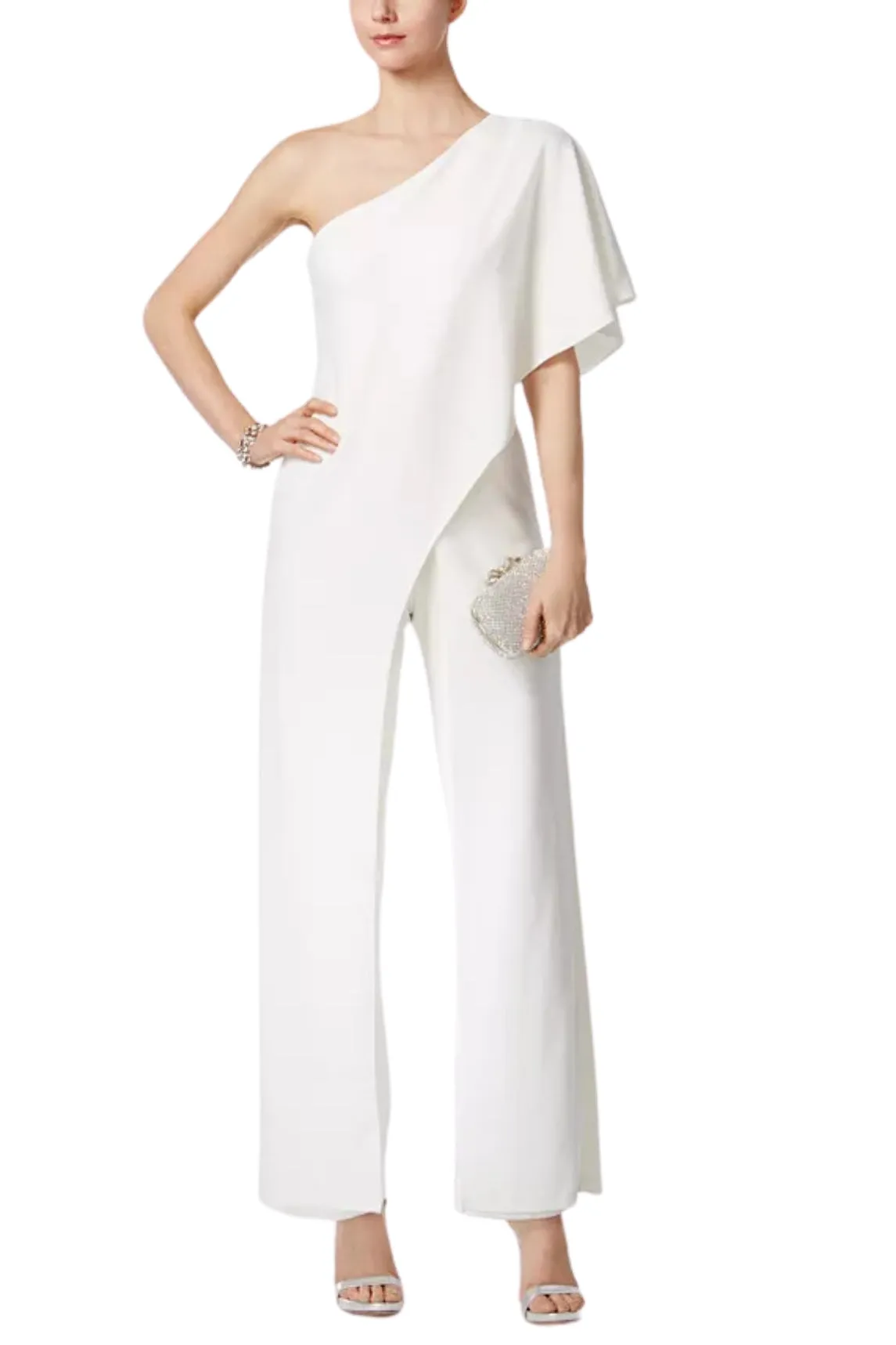 Adrianna Papell One-Shoulder Bodice Wide Leg Jumpsuit