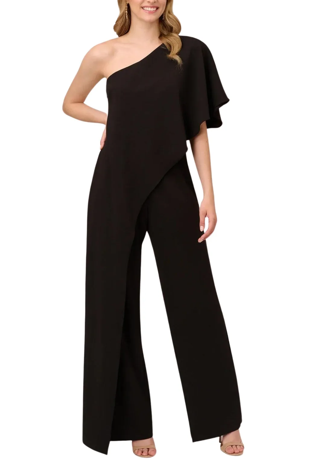 Adrianna Papell One-Shoulder Bodice Wide Leg Jumpsuit