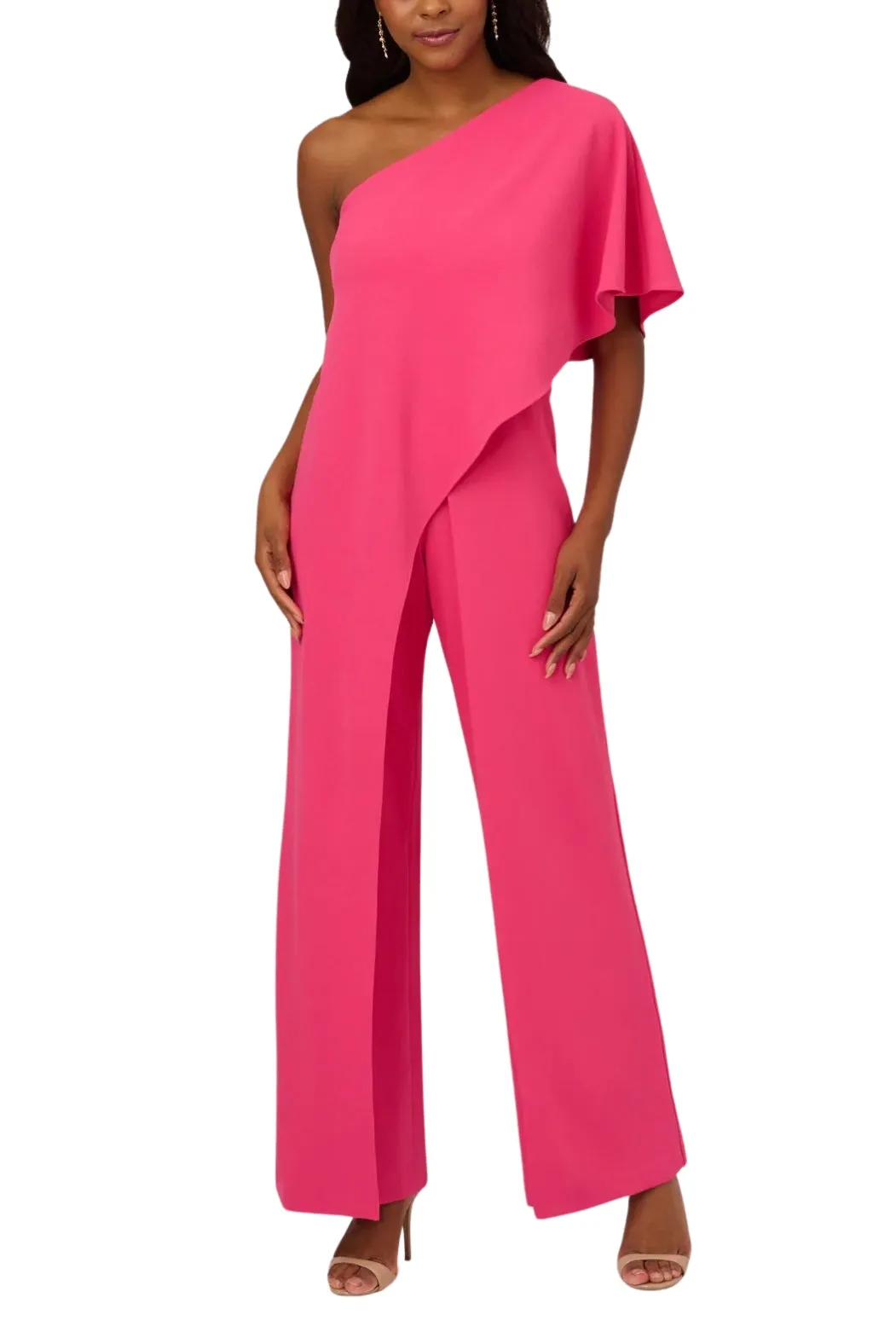 Adrianna Papell One-Shoulder Bodice Wide Leg Jumpsuit