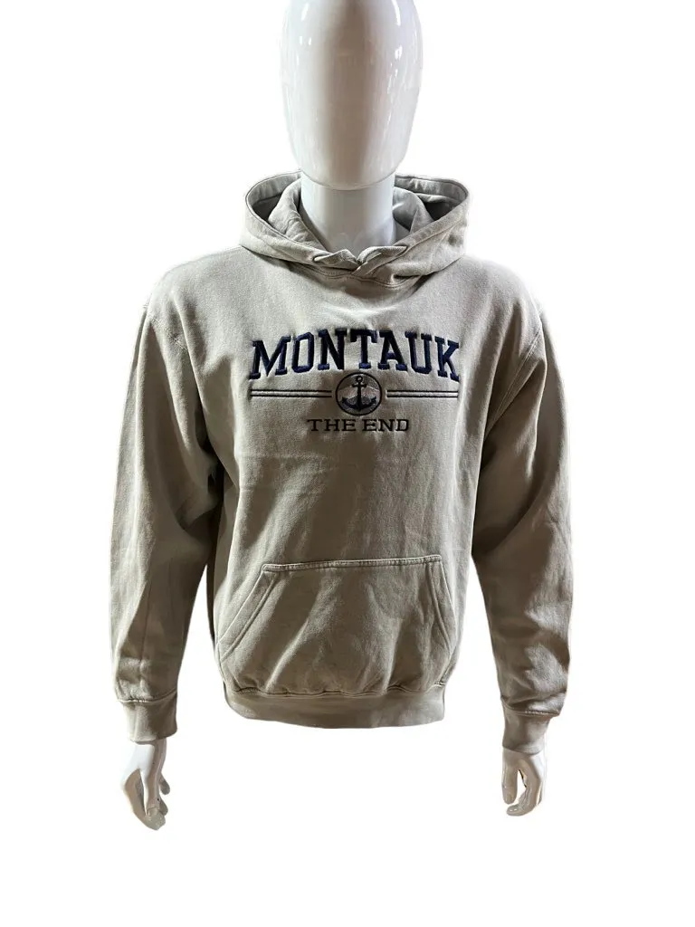 Adult Montauk The End Anchor Embroidered Hooded Pullover Fleece