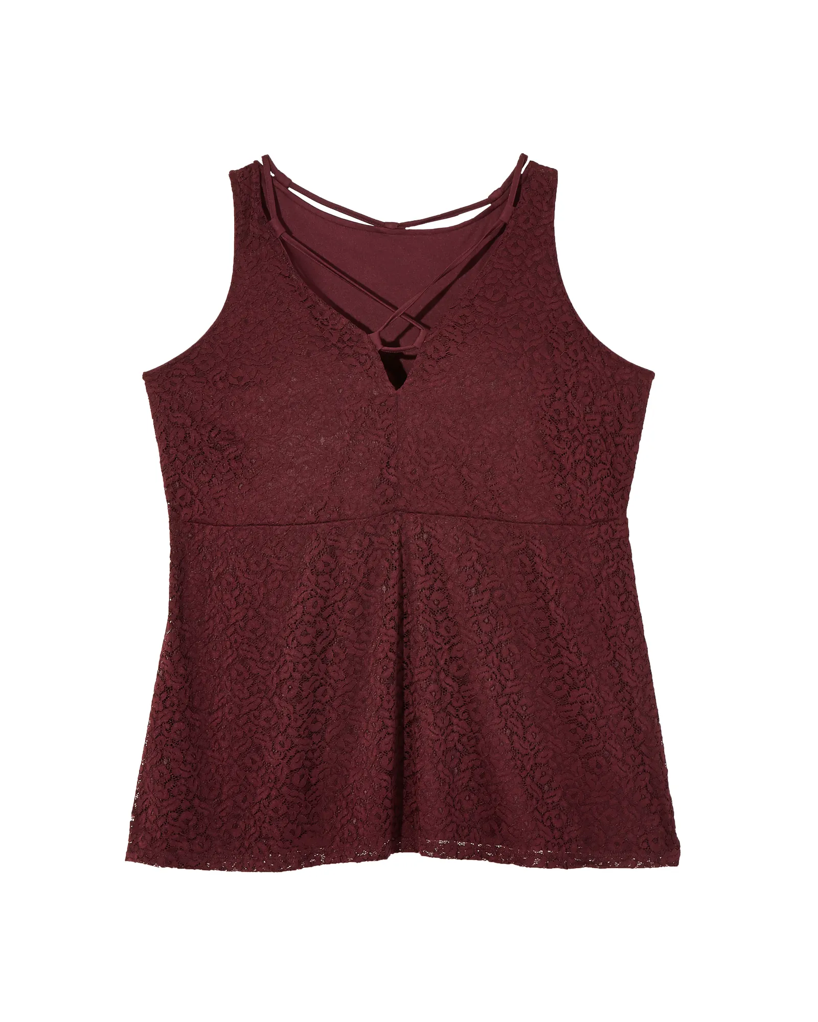 Allie Lace Sleeveless Top | Burgundy