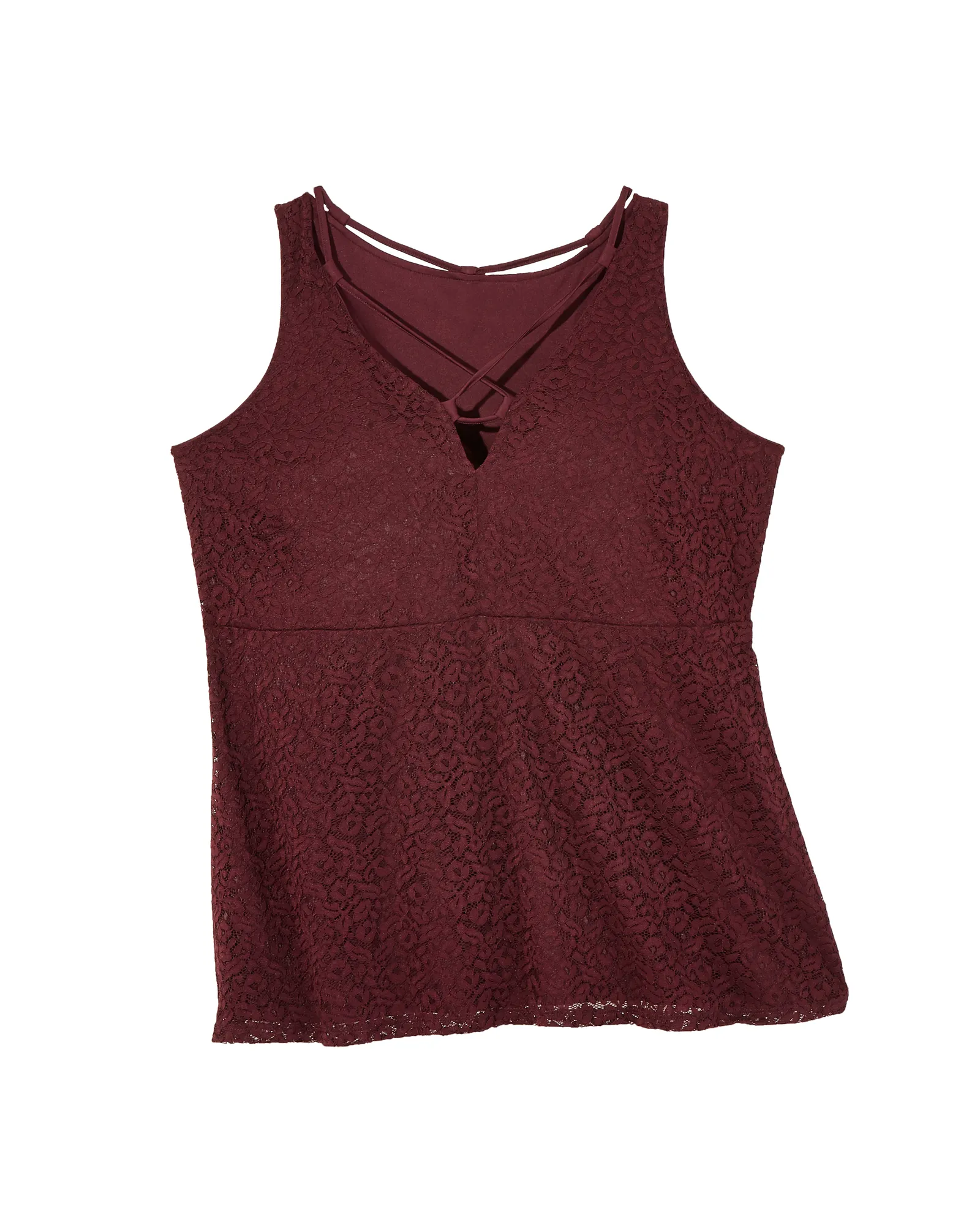 Allie Lace Sleeveless Top | Burgundy