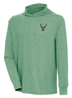 Antigua Saga Milwaukee Bucks Icon Hooded Long Sleeve T-Shirt