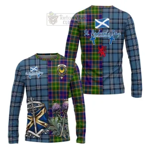 Arnott Tartan Long Sleeve T-Shirt Happy St. Andrew's Day Half Tartan Style