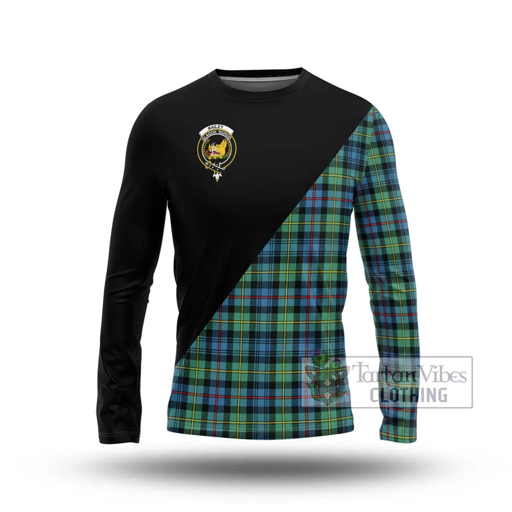 Bailey Ancient Tartan Long Sleeve T-Shirt with Family Crest and Military Logo Style