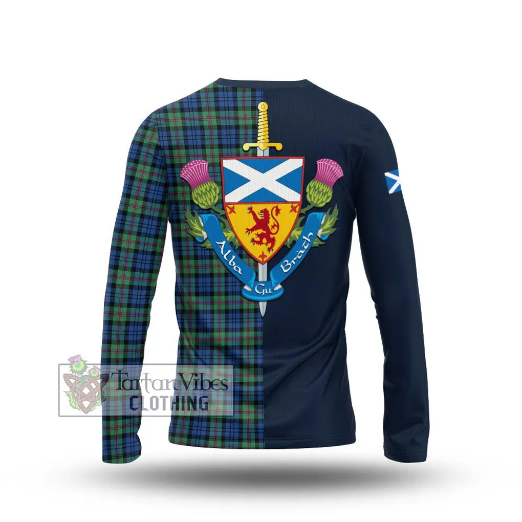 Baird Ancient Tartan Long Sleeve T-Shirt Alba with Scottish Lion Royal Arm Half Style