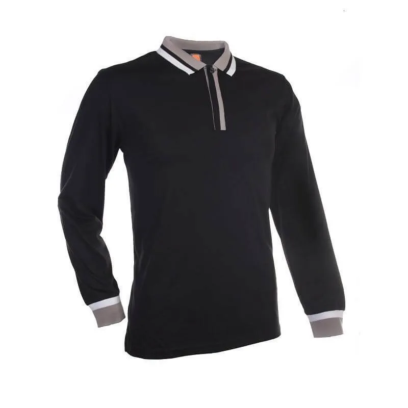 Basic Jersey Contrasting Long Sleeve Polo T-shirt