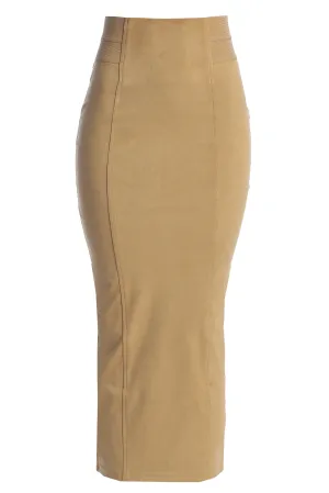 Beige Phoenix Suede Skirt