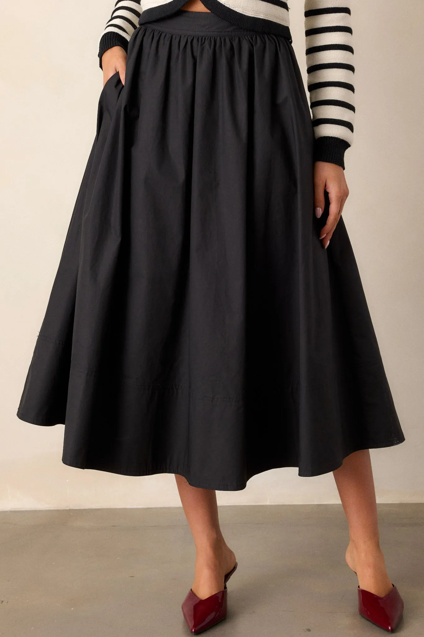 Beneath The Surface 100% Cotton Black Midi Skirt