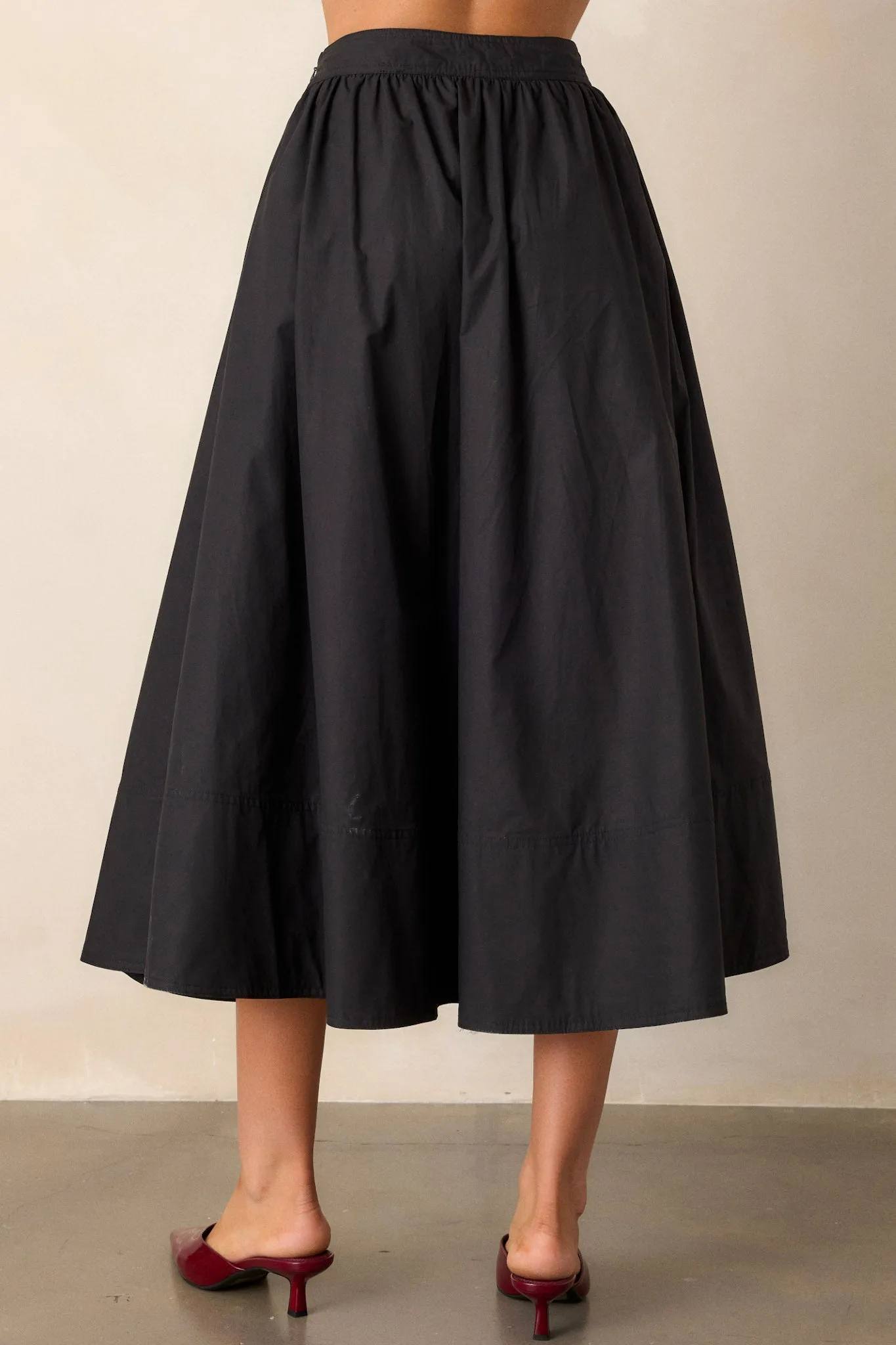 Beneath The Surface 100% Cotton Black Midi Skirt