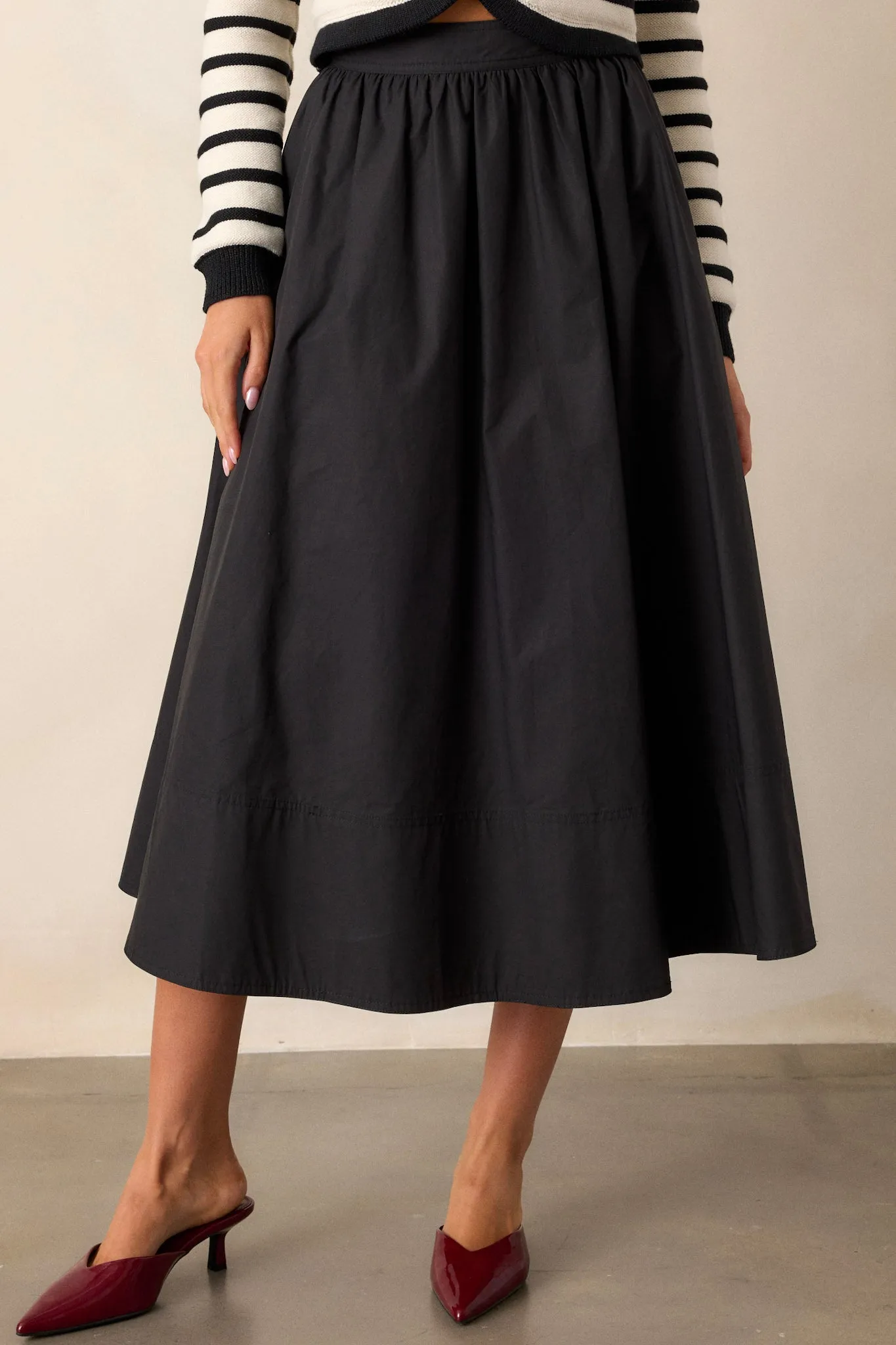 Beneath The Surface 100% Cotton Black Midi Skirt