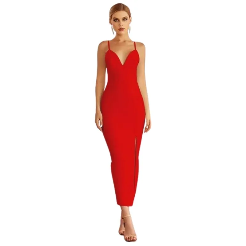 Bodycon V-neck Evening Dress