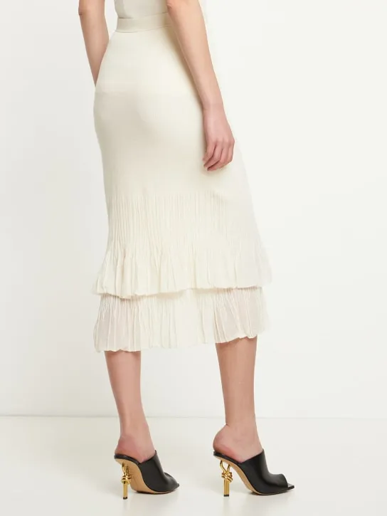 Bottega Veneta   Underpinning light rib cotton midi skirt 