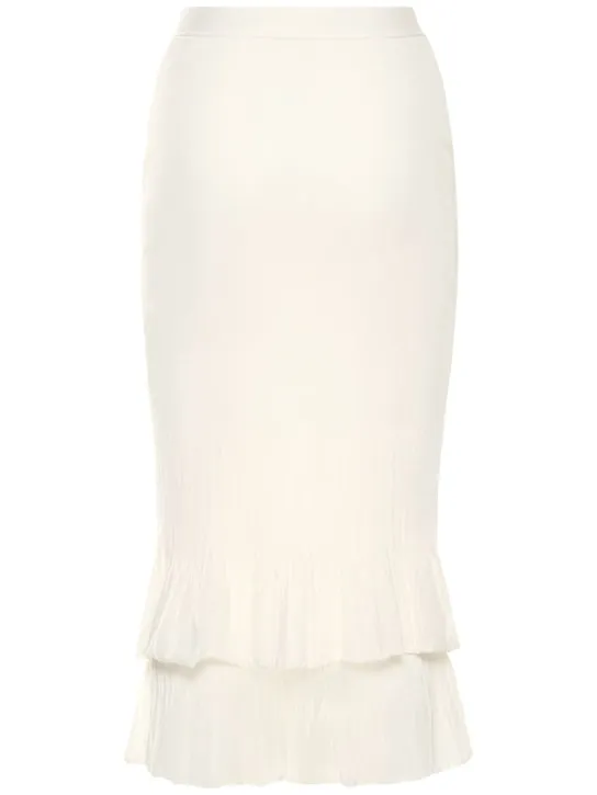 Bottega Veneta   Underpinning light rib cotton midi skirt 