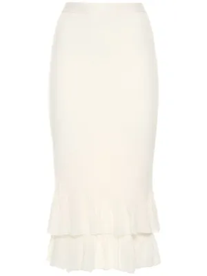 Bottega Veneta   Underpinning light rib cotton midi skirt 