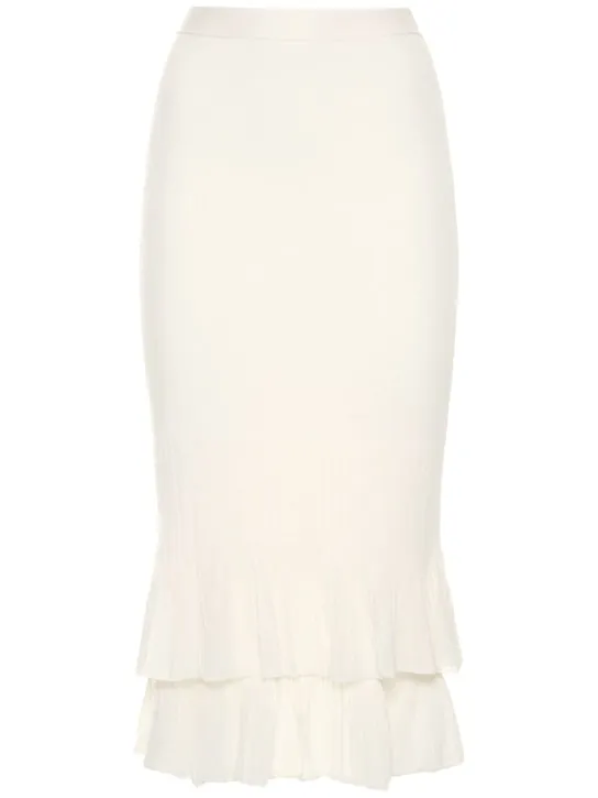 Bottega Veneta   Underpinning light rib cotton midi skirt 