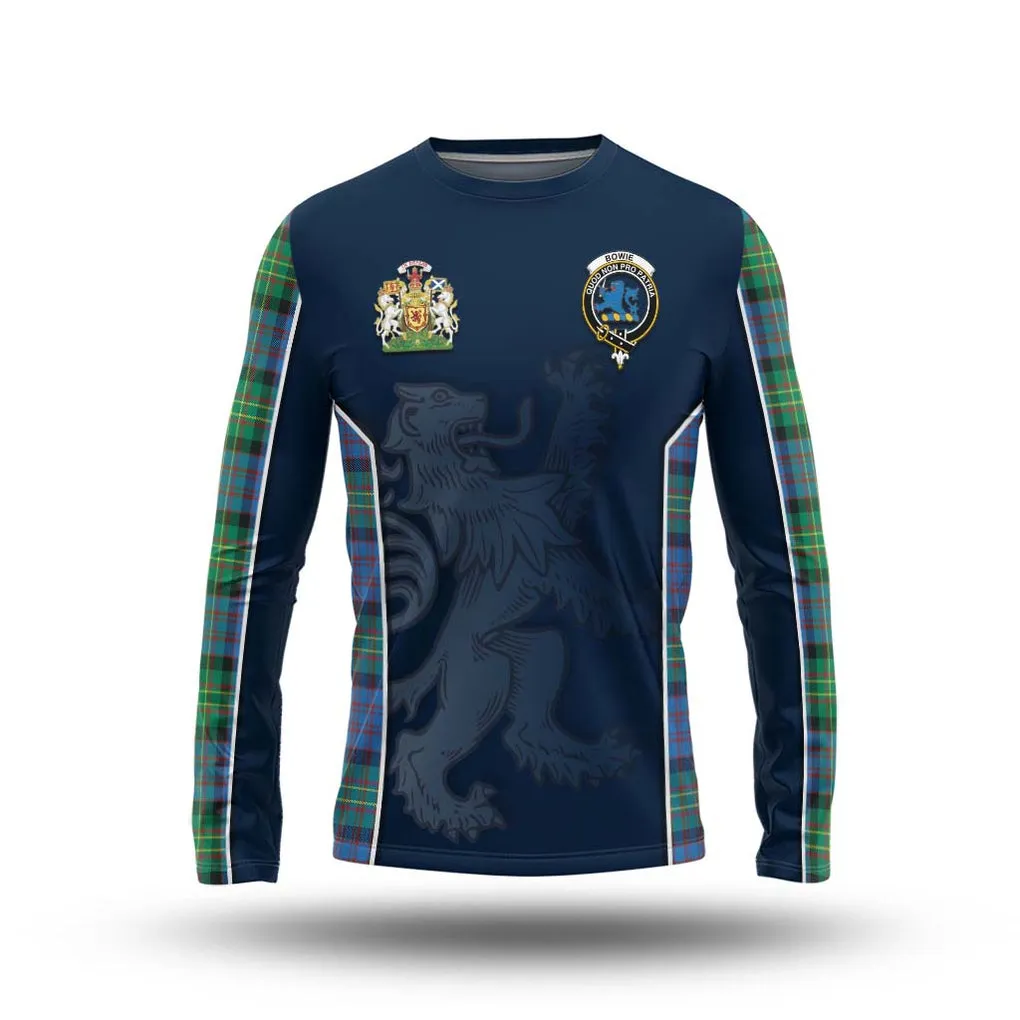 Bowie Ancient Tartan Long Sleeve T-Shirt with Family Crest and Lion Rampant Vibes Sport Style