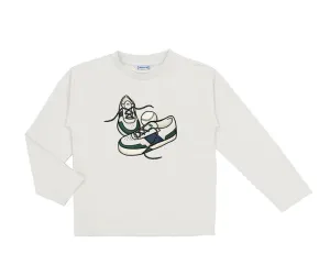 Boys L/s Sneaker T-shirt- Cream