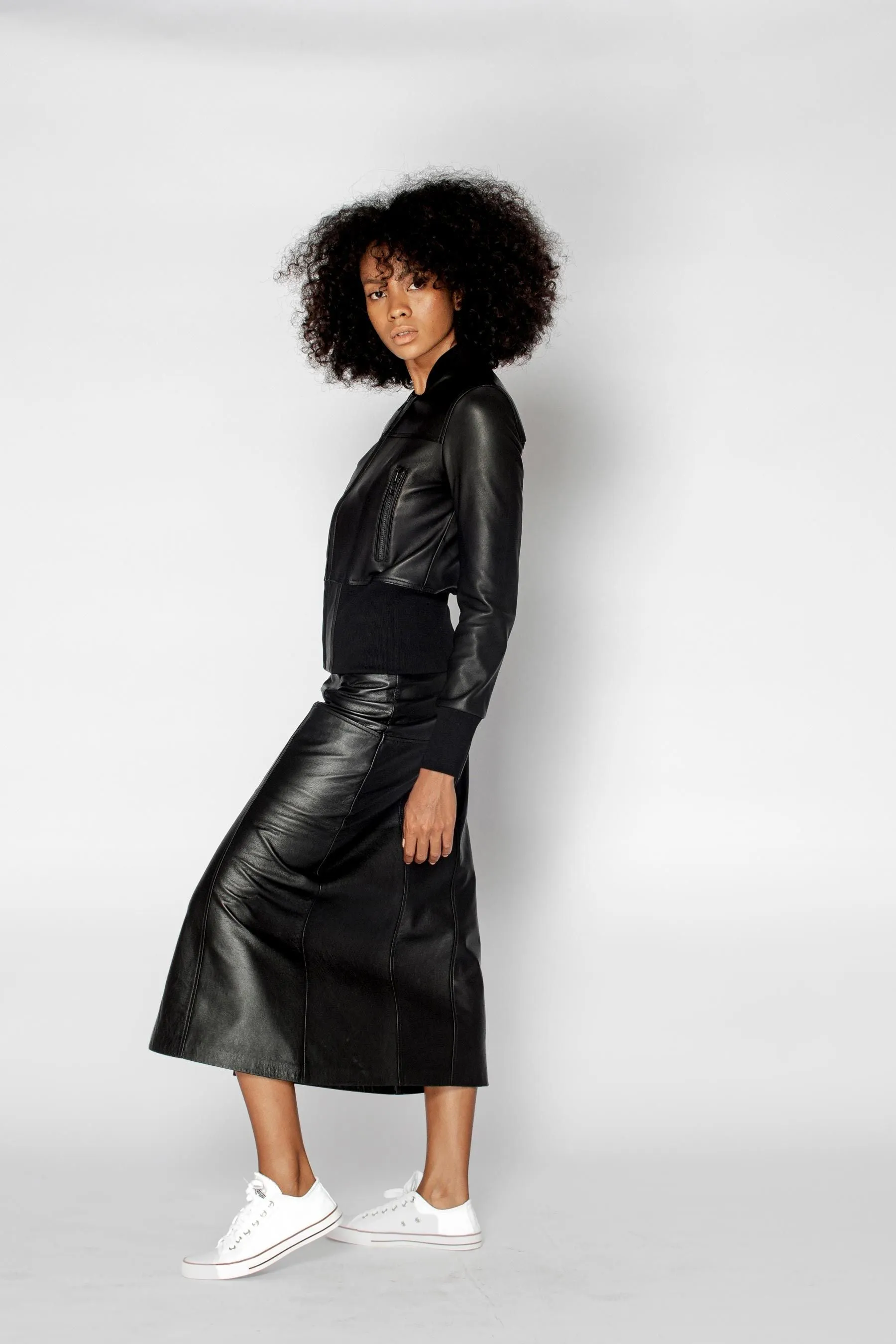 Bronte Leather Skirt Black