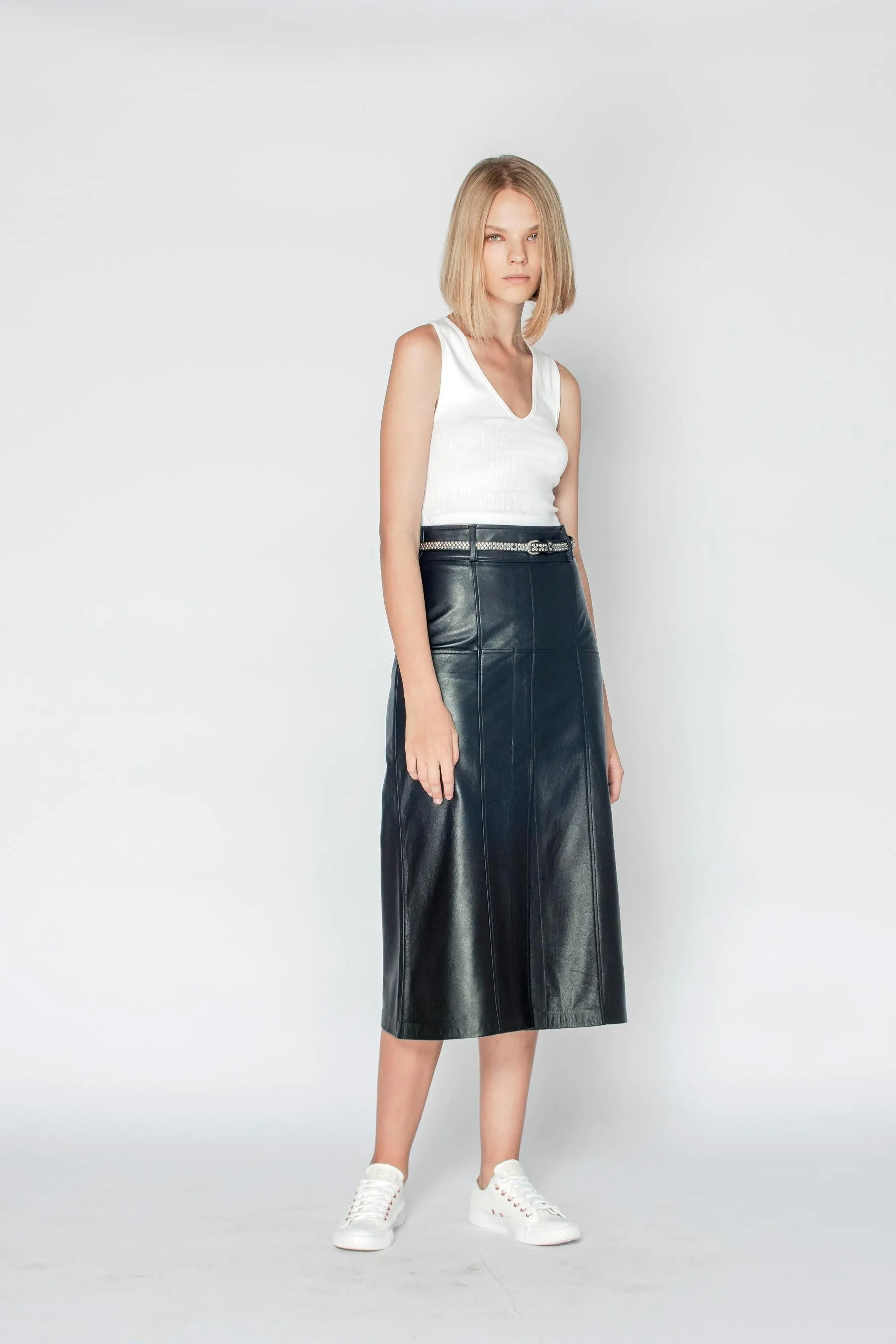 Bronte Leather Skirt Black