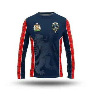 Burnett Modern Tartan Long Sleeve T-Shirt with Family Crest and Lion Rampant Vibes Sport Style