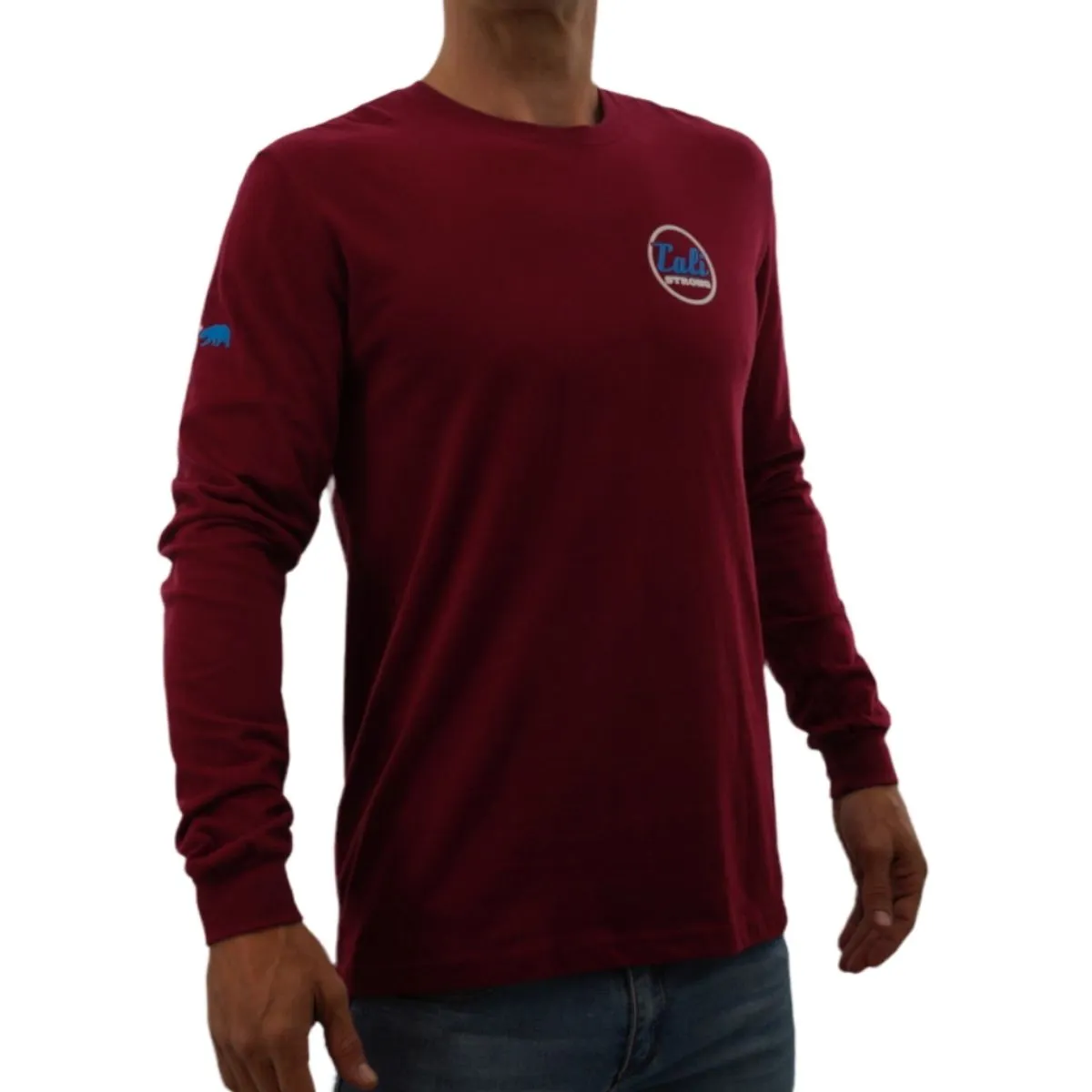 CALI Strong Classic Long Sleeve T-Shirt Premium Cotton Suede Heather Maroon