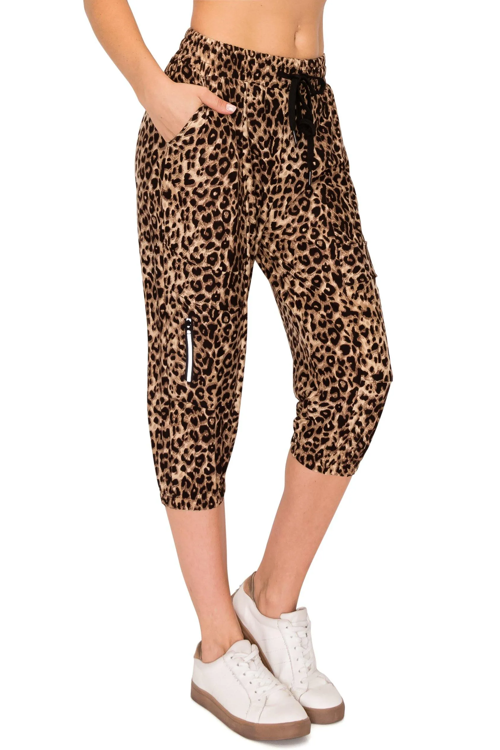 Capri Jogger Track Pants - Soft Stretch Zipper Sweatpants