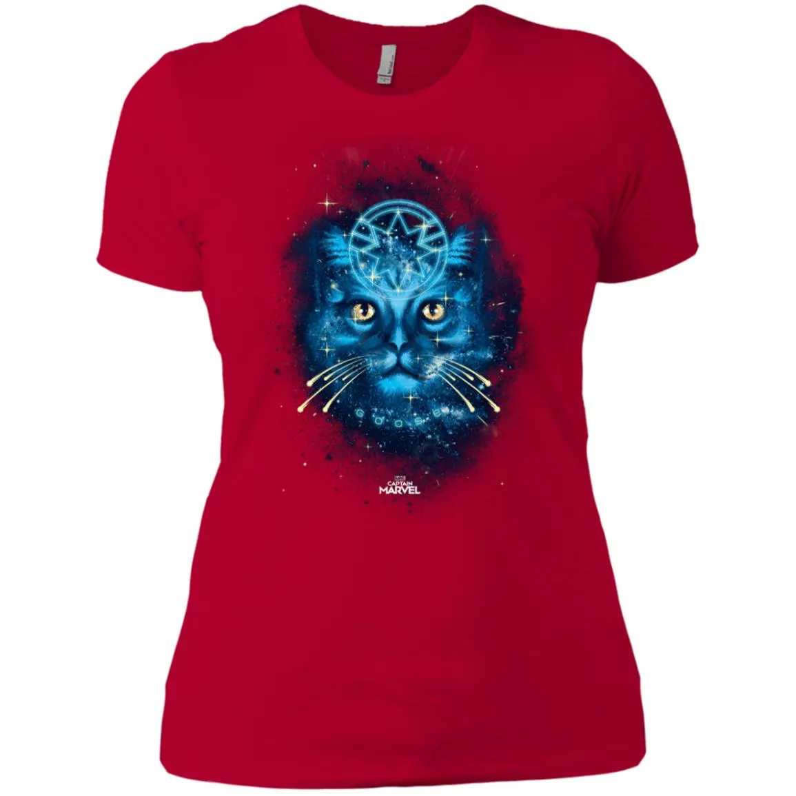 Captain Marvel Goose Blue Galaxy Portrait Women Cotton T-Shirt