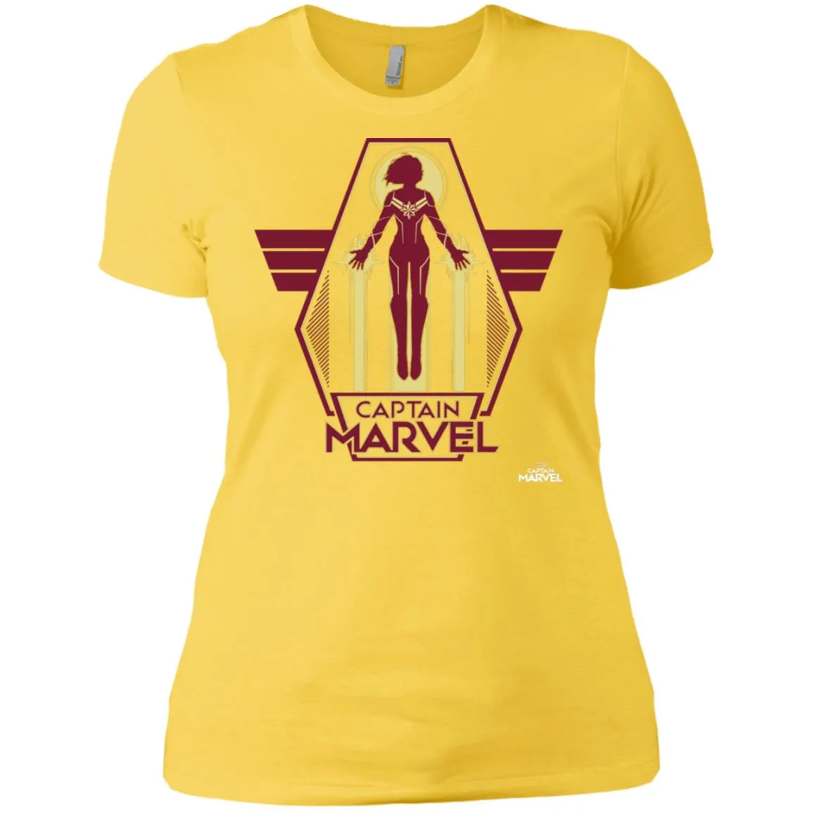 Captain Marvel Red Yellow Flight Powers Women Cotton T-Shirt