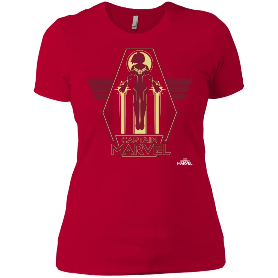 Captain Marvel Red Yellow Flight Powers Women Cotton T-Shirt