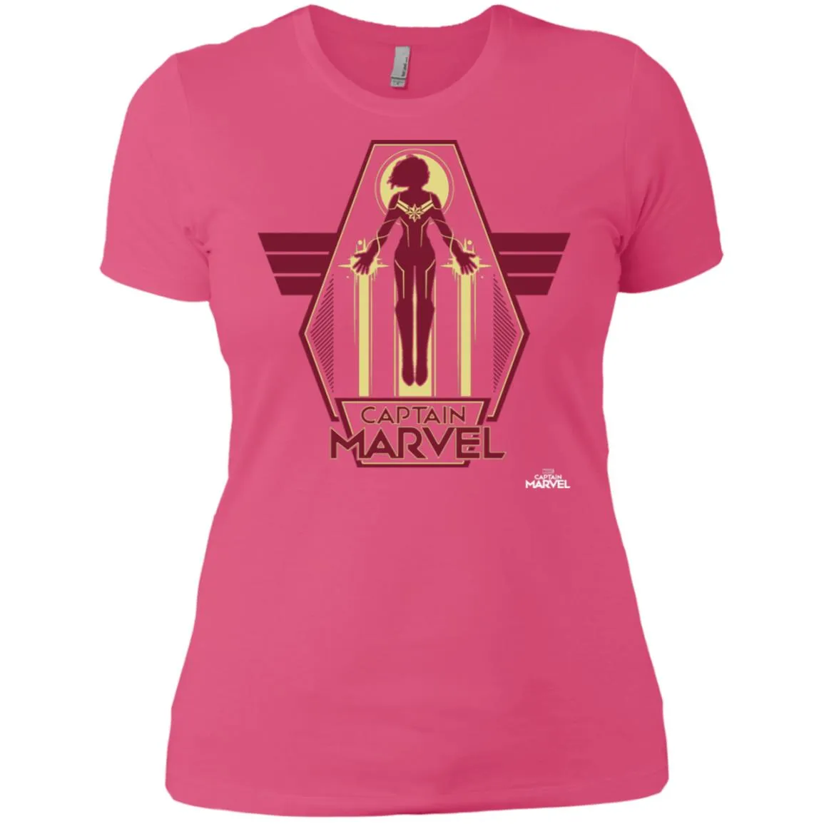 Captain Marvel Red Yellow Flight Powers Women Cotton T-Shirt