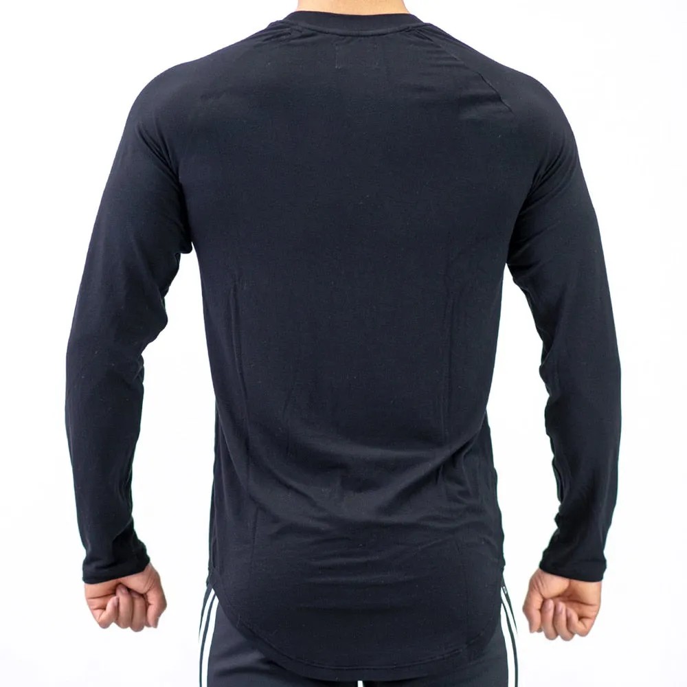 Casual Skinny Long sleeves t shirt Men Gym Fitness Bodybuilding Cotton Print T-shirt Male Workout Black Tees Tops Brand Clothing