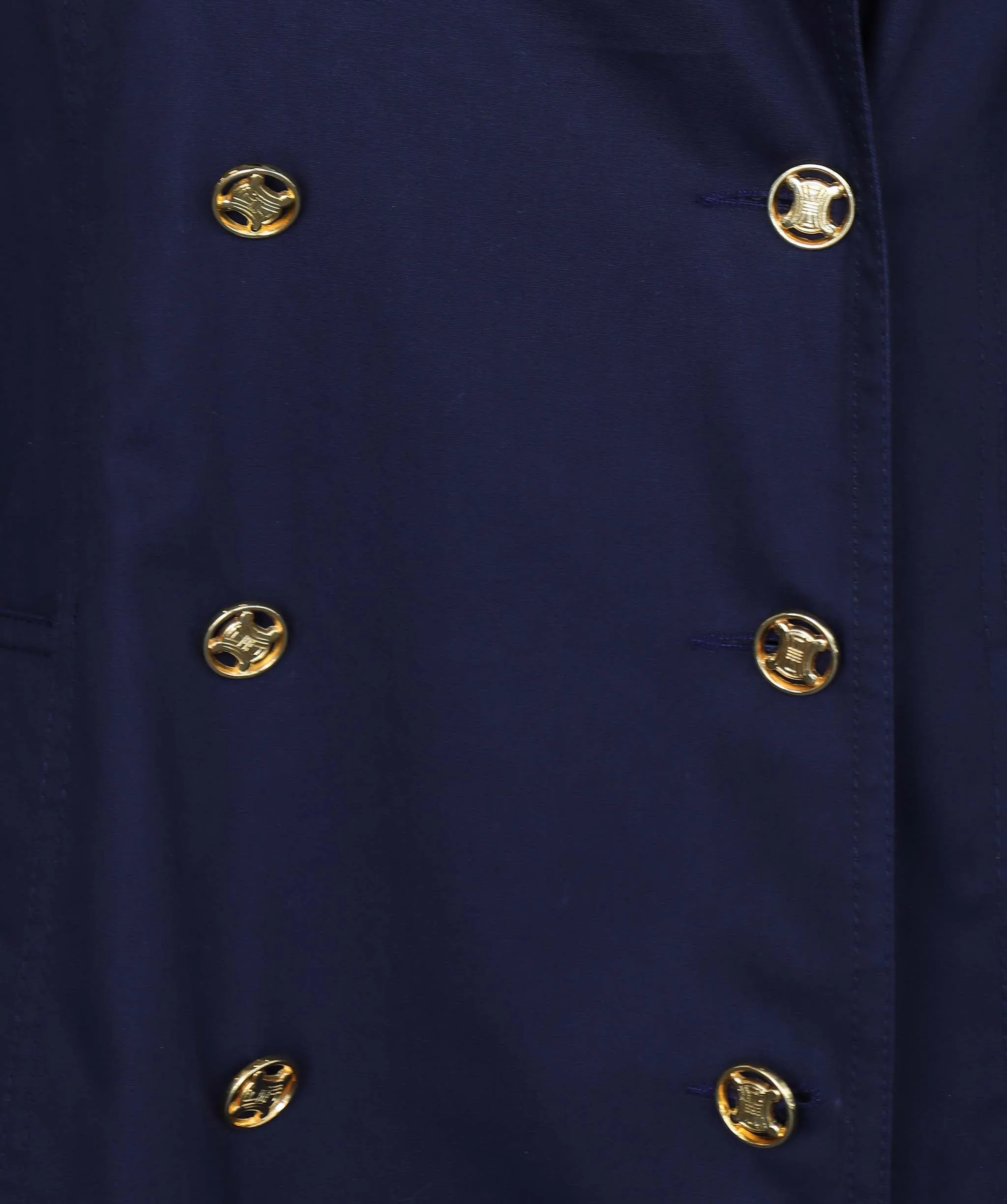 Celine Logo Button Trench Coat Navy DXBS2019