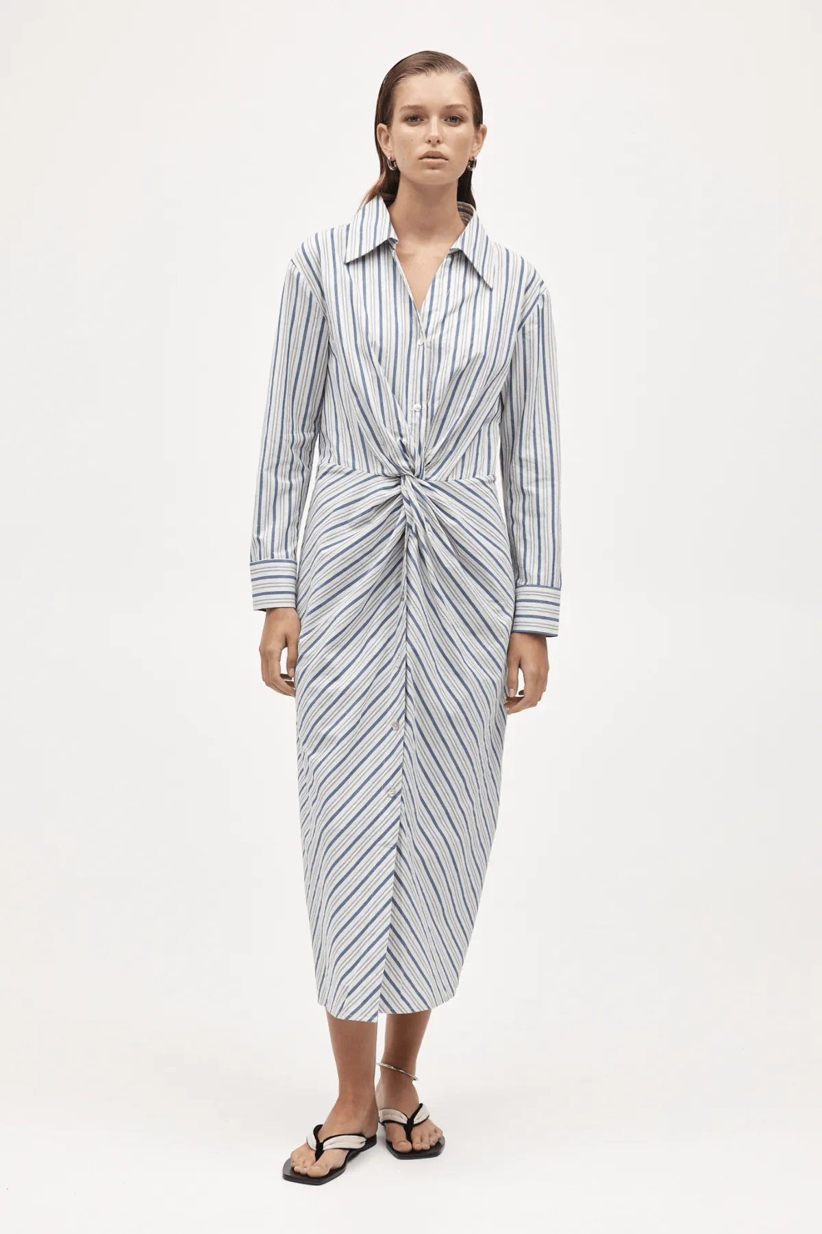 COLLINS DRESS CERULEAN STRIPE