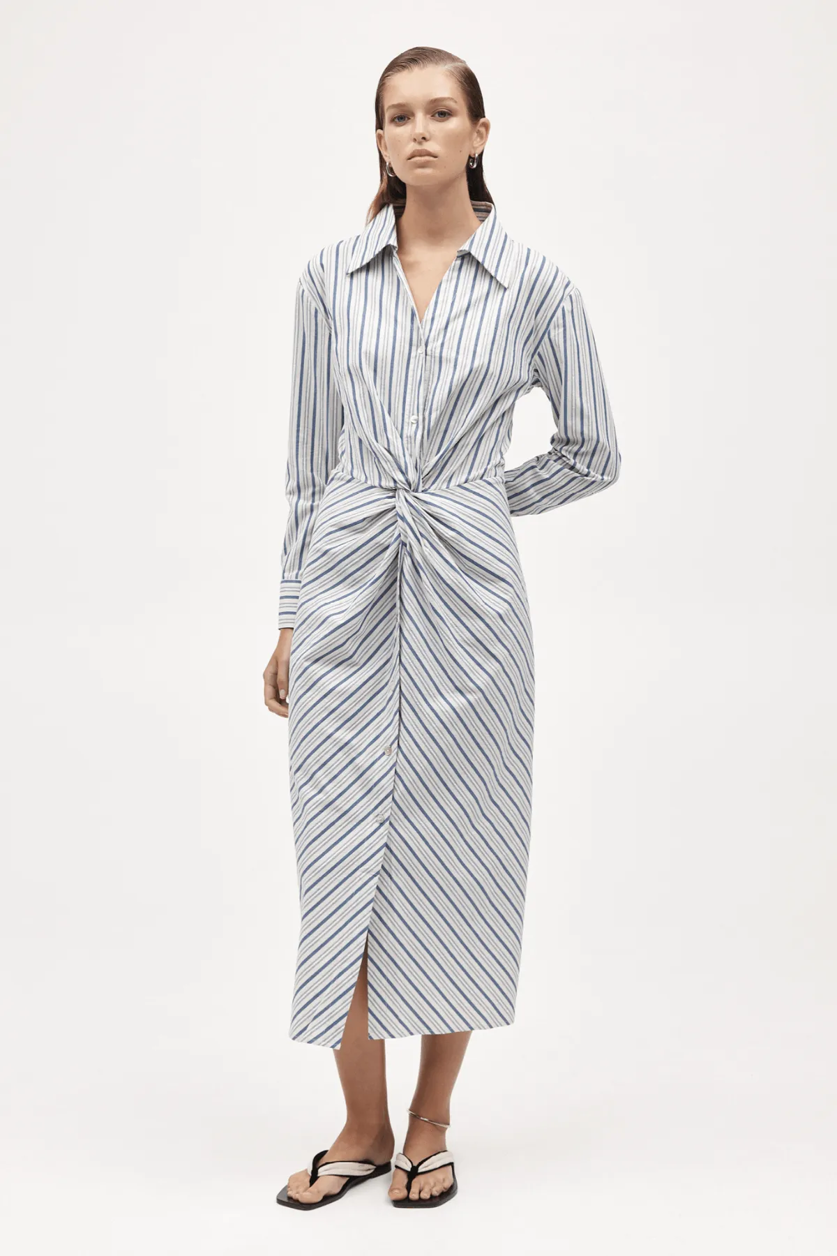 COLLINS DRESS CERULEAN STRIPE