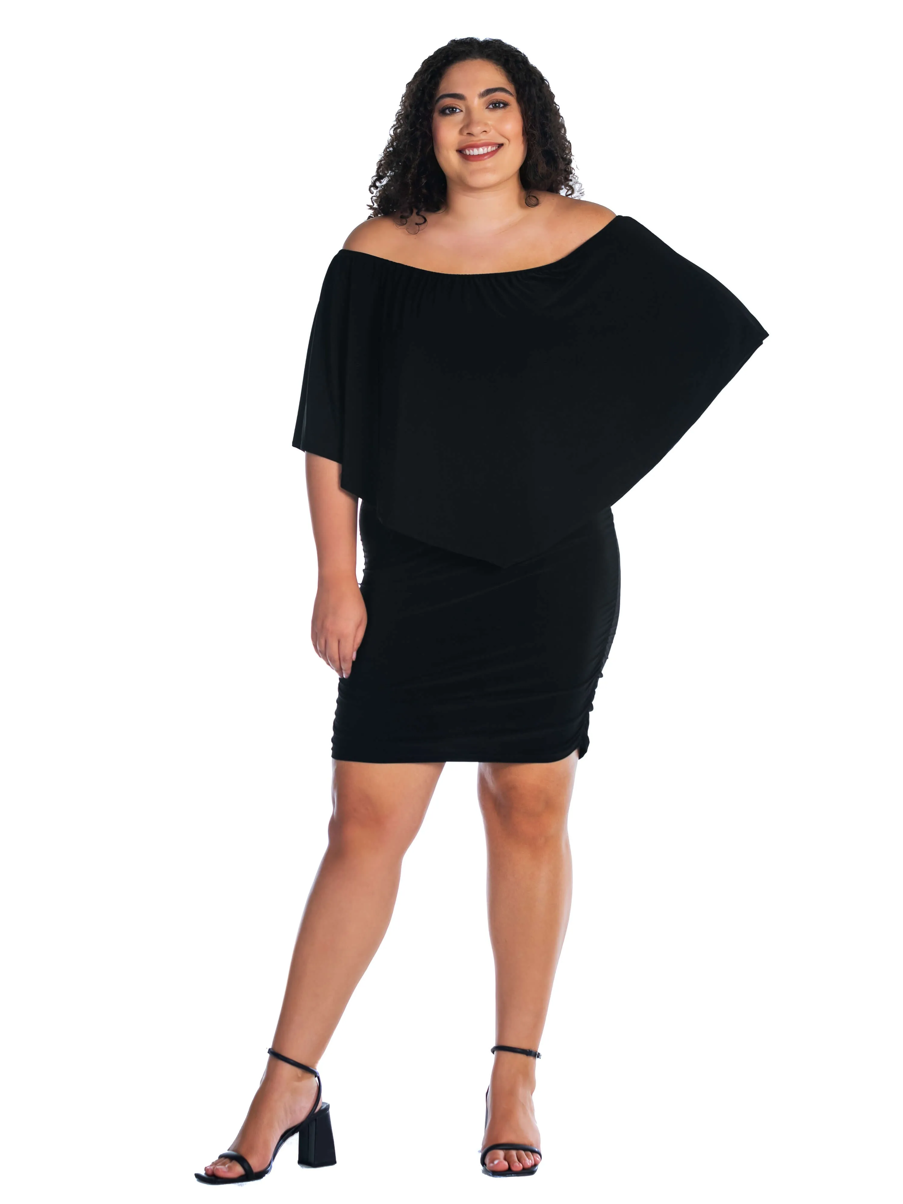 Convertible Bodycon Plus Size Mini Dress Ruffled Sleeve