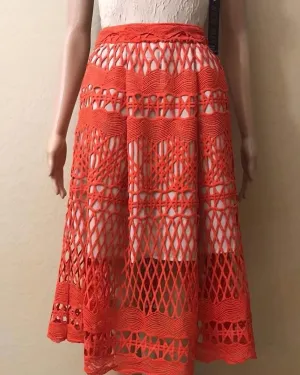 Crochet Lace Midi Skirt in Chili | Chili