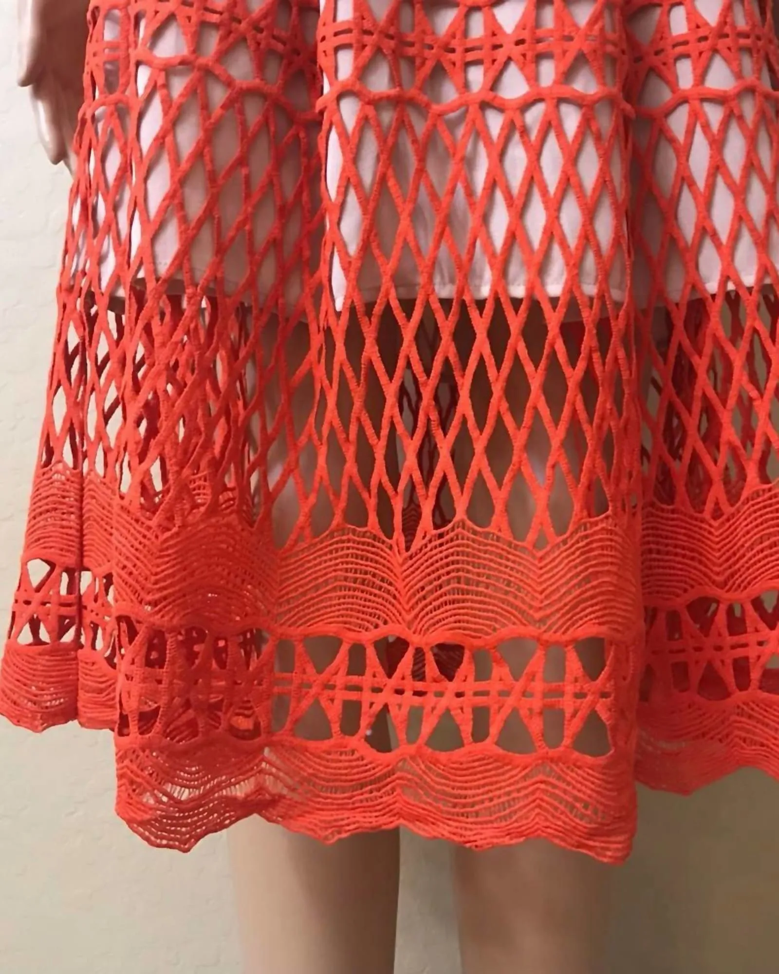 Crochet Lace Midi Skirt in Chili | Chili