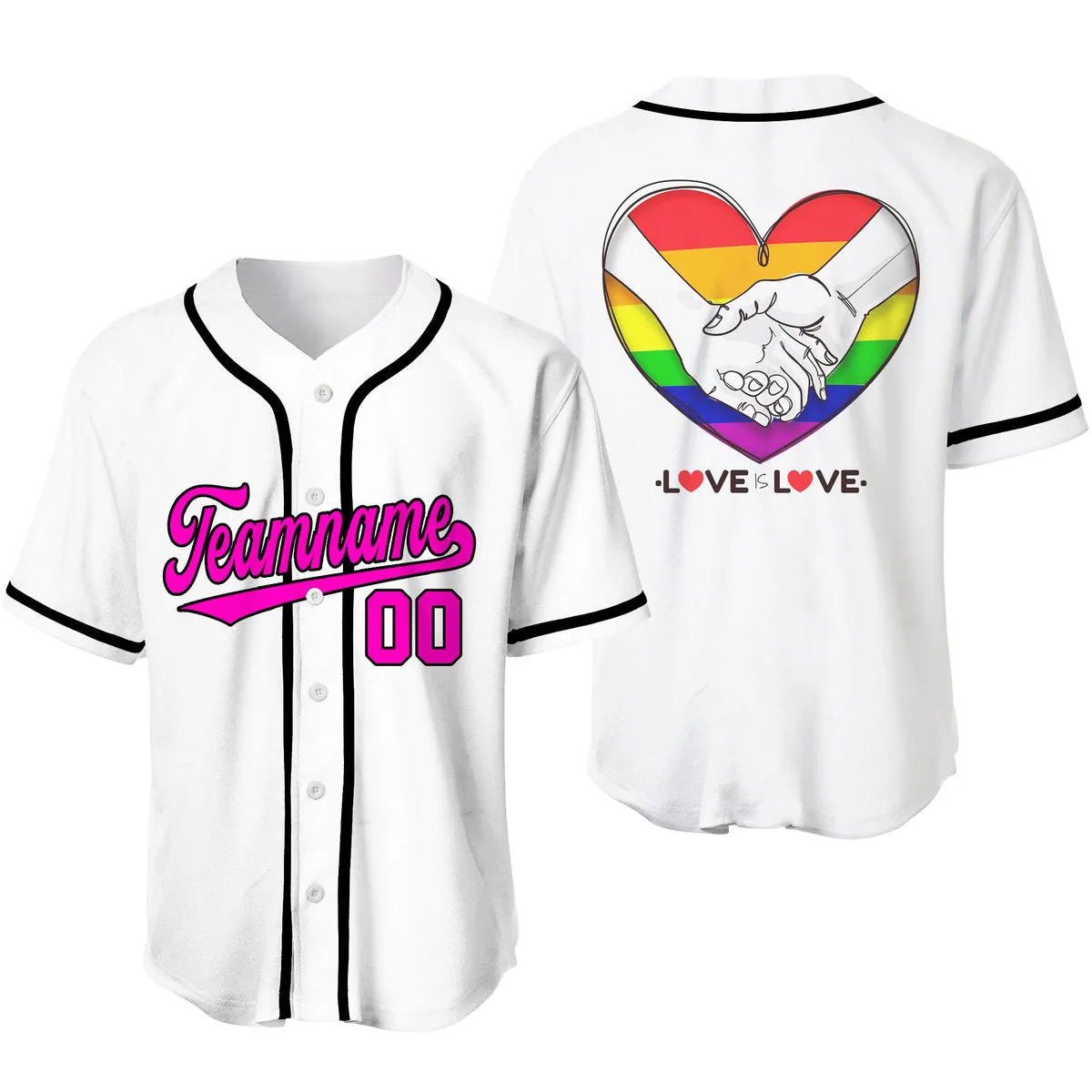 Custom Pride LGBT Love Is Love Purple Black Baseball Jerseys For Men & Women