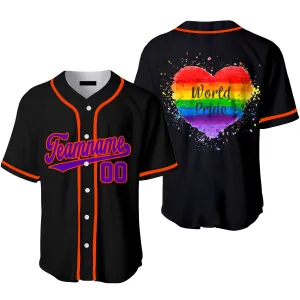 Custom World Pride Rainbow Heart Red Gold Yellow Baseball Jerseys For Men & Women