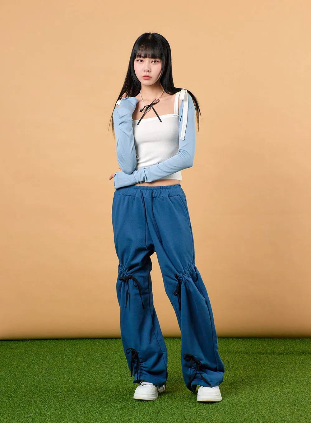 Drawstring Ribbon Detail Sweatpants IJ430