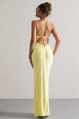 Dressing Up | Lemon One Shoulder Maxi Dress With Open Back Detail