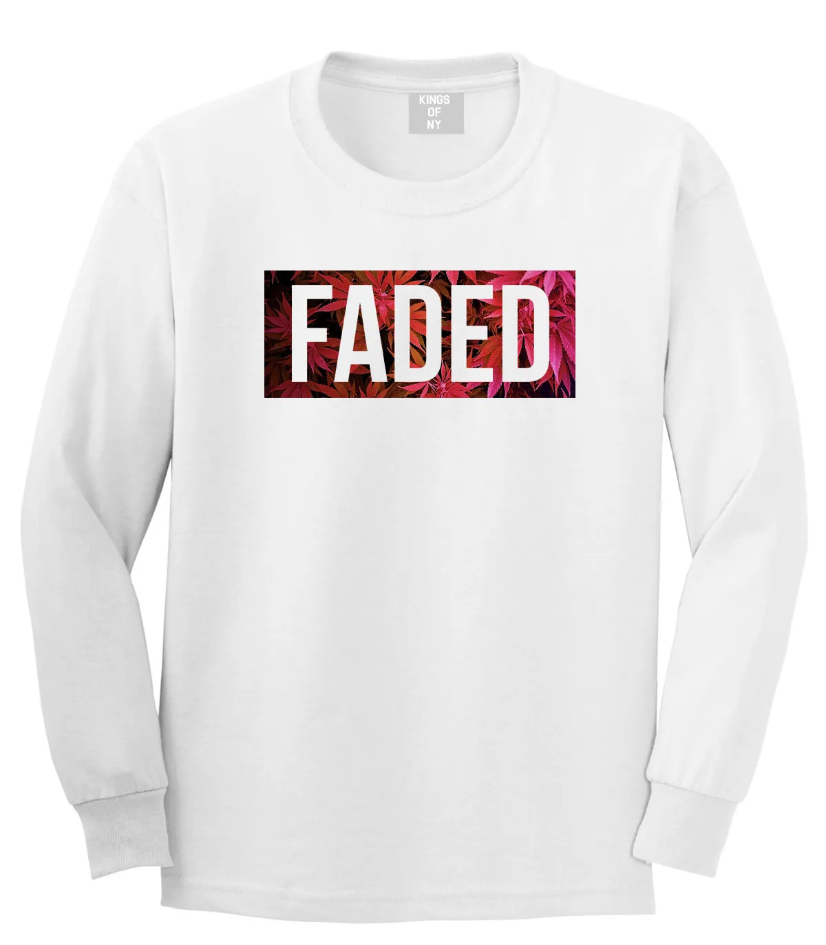 Faded Red and Pink Marijuana Weed Long Sleeve T-Shirt