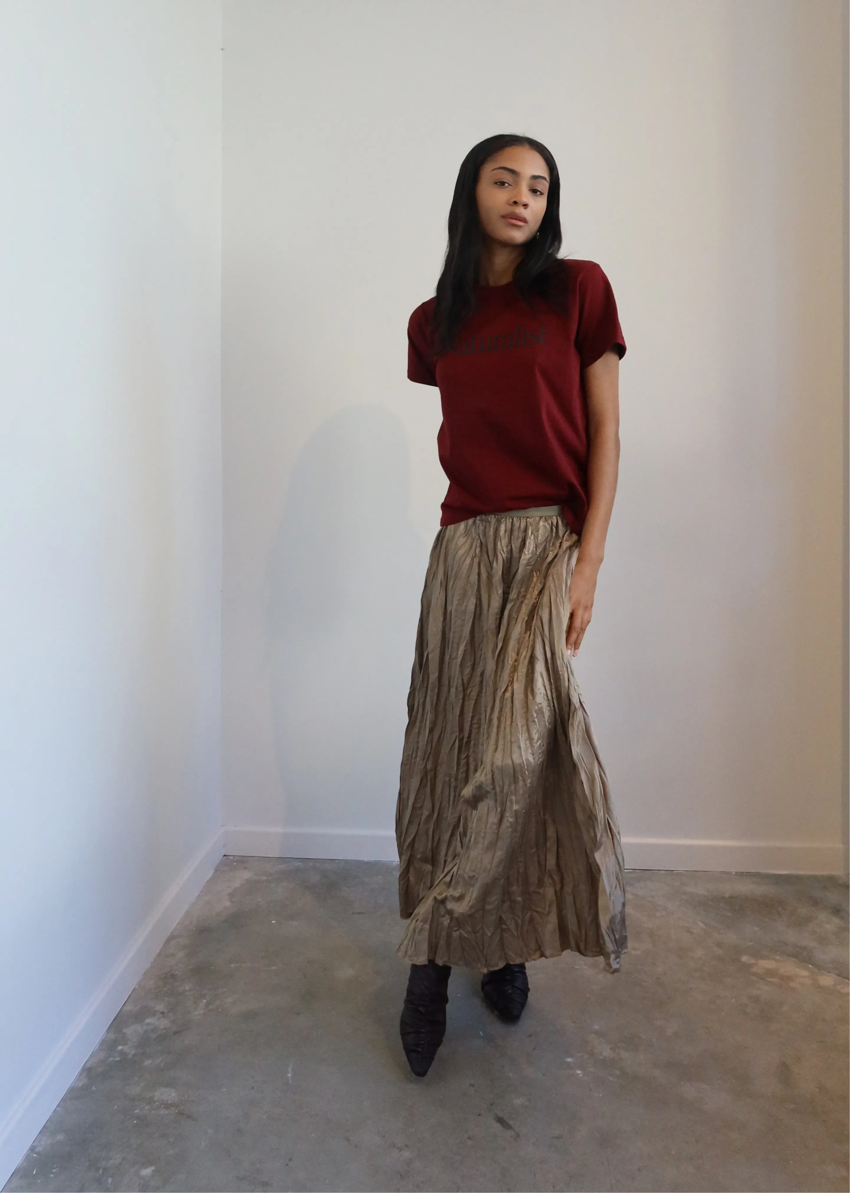 Fawn Midi Pleated Crinkle Skirt